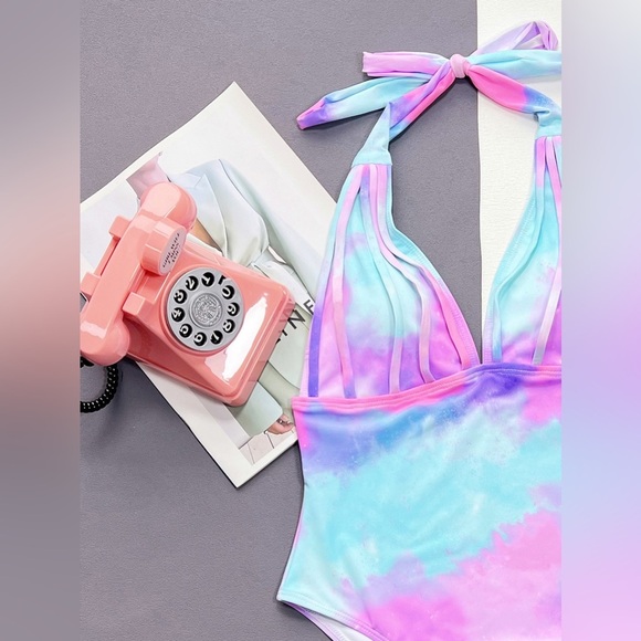 Tie-Dye Halter Neck One-Piece Swimsuit - Picture 5 of 5